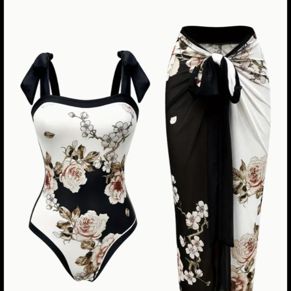 Floral Swimsuit with a coverup multiple colors available